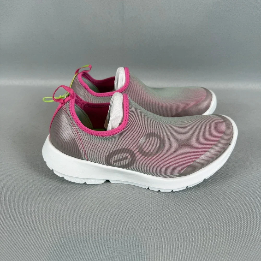 Oofos OOmg Sport Recovery Sneakers Womens 6 Fuchsia White Slip-On Light New NIB